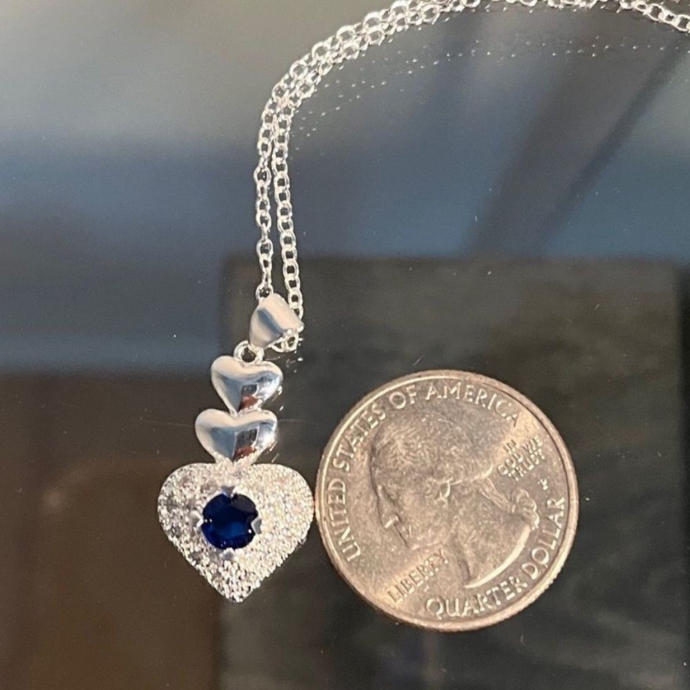 The Something Blue Heart pendant necklace in sapphire and 925 - Picture 6 of 11